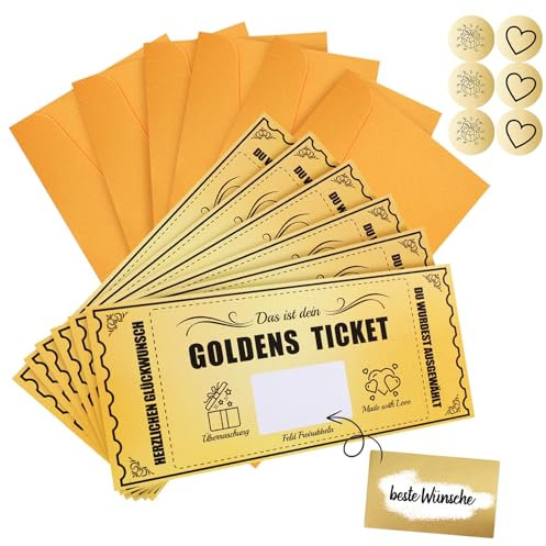 kodivenj 6 Stücke Gutscheine Zum Selber Ausfüllen,Rubbellose Selber Machen, Goldenes Ticket, Wish Coupons with Envelopes, Gift Ideas for Girlfriends, Mothers and Children