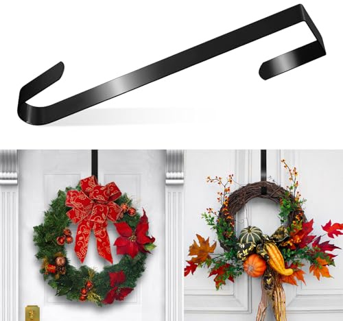 2 Stück Weihnachtskranz Haken für Haustür - Dekorative Haken für Kranz Dekoration (Schwarz, 30.5 cm)