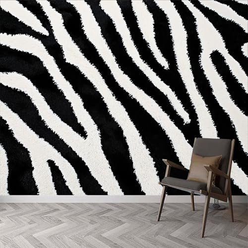 Wandtapete Zebramuster mit Tierdruck Fototapete, Abstrakte Streifen Tapeten Wandtapete, 350 x 256 cm (B x H) Wanddeko Tapete Design Wand Dekoration Tapete Wohnzimmer Schlafzimmer Büro