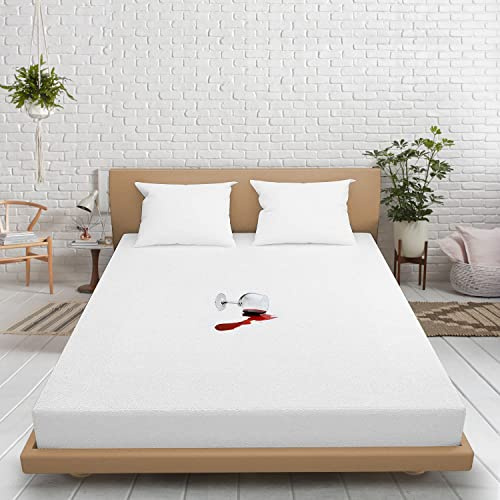 Alaskan King Waterproof Terry Cotton Cover - Fitted Sheet Style Breathable Mattress Cover - Terry Cotton Surface [Alaskan King, White] 12 Inch Deep Pocket