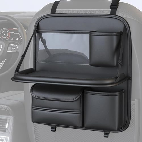 HAVERN Autositz Organizer für Ford Focus MK3 2015-2018, Auto Rückenlehnenschutz Kinder mit Faltbar Tisch und Tablet Tasche Rücksitz Organizer,Black/A