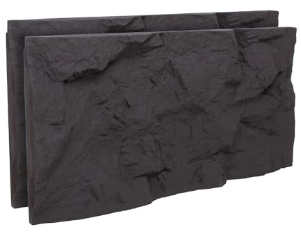 FRANKYSTAR Rushmore - Ensemble de 2 panneaux muraux décoratifs 3D 120x60x9 cm effet pierre imperméables pour intérieur et extérieur en PU Anthracite Gris