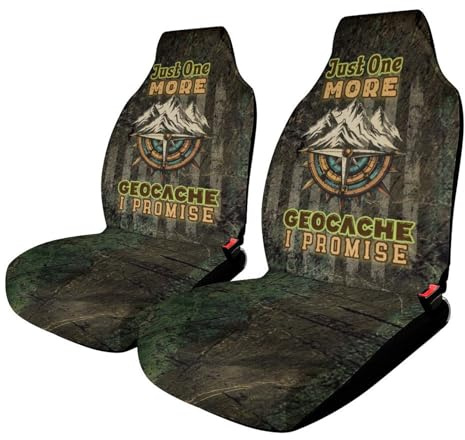 NBKGRJHIO Geocaching USA Flag Car Seat Covers Universal Auto Front Seats Protector Fits SUV Sedan Truck Automotive Seat Covers Set of 2