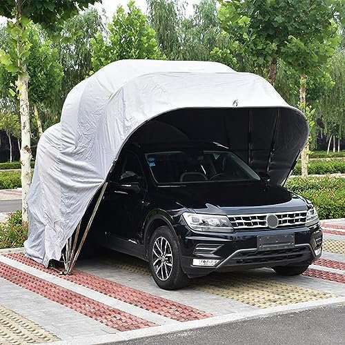 Auvent portable pour abri de voiture – Robuste toutes saisons avec portes en acier inoxydable pour voitures et fêtes – Design semi-automatique