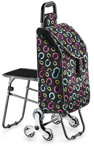 Carrito de Compras escaleras de Carrito de Carreras, portátil con Asiento fácil de Compras de Compras Plegables para Descansar Escalera de Escalada Carro
