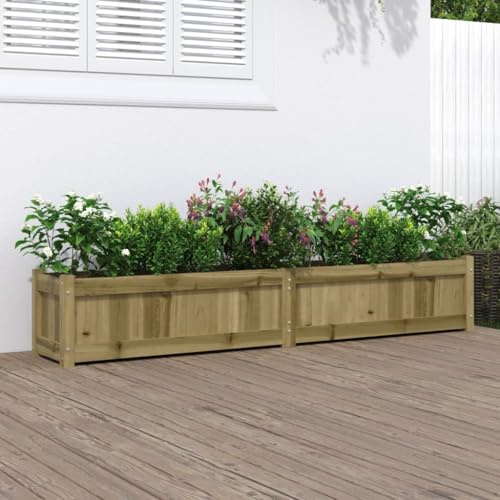 Festnight Jardinière Bois Extérieur Jardinieres Exterieur Bac a Fleur Bois Jardinière en Bois pour Pots de Fleurs Jardin terrasse-Naturel impregné-180 x 31 x 31 cm