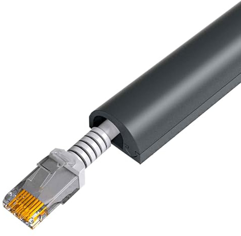 GBPLDMAQ Canaleta Pasacables para Suelo Semicircular para 2-4 Cables, Pasacables Suelo Autoadhesivo, Cubre Cables Suelo Flexible de PVC para Suelo, Evita Tropiezos(Black,100x1x1.5cm)