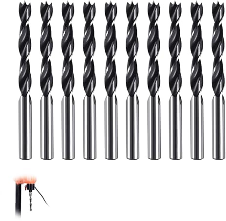 10 punte elicoidali da 3 mm, punte elicoidali, set di foreste in legno per trapani puliti e traiettoria rettilinea stabile per incisioni