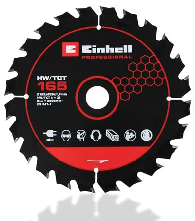 Einhell Original Sägeblatt Ø 165 x 20 x 1,8 mm 24 Z | Sägen-Zubehör | Aufnahme 20 mm | 24 geschränkte Zähne | Schnittbreite 1,8 mm | hartmetallbestückt