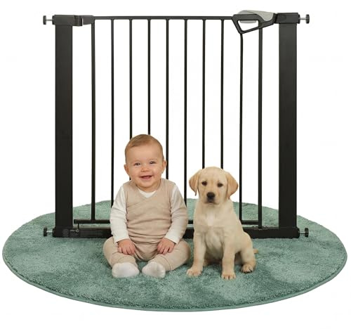 roba easySafe+ Tür- & Treppenschutzgitter aus Metall - Verstellbreite 75-82 cm - Erweiterbar bis 110 cm - TÜV-geprüft Schwarz