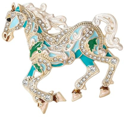 Delicado broche de caballos de dibujos animados con adornos de diamantes de imitación Pin esmaltado Accesorios en forma de animal. Broche de caballo esmalte delicado, talla única, como se describe