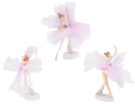 iplusmile 3 Satz Ballerina Kuchenfiguren aus Kunststoff Weiße und Rosa Tortendeko Geburtstags Party Zubehör für Mädchen nicht Essbare Tortendekoration