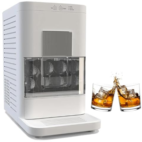 Macchina per Ghiaccio Sferico da Banco – Sfere di Ghiaccio Cristallino 50mm/2 per Whisky, 86 Sfere al Giorno, Autopulente, Serbatoio d’Acqua 1,2L, per Bar Domestico e Cocktail white
