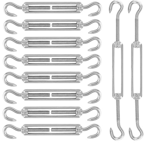 Spannschlösser Seilspanner 10 Stück, M6 Wirbel Seilspanner, 304 Edelstahl Verstellbare Wirbelhaken CC, Spannschloss Draht Spanner, für Seil oder Wäscheleine Spannen, Silber