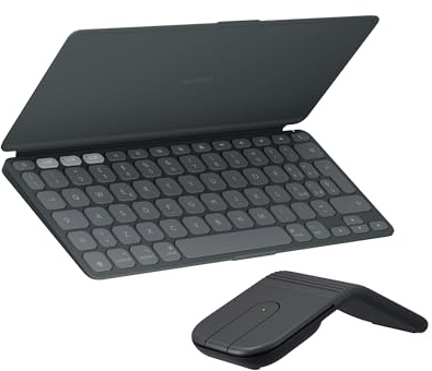 Logitech Keys-To-Go 2 e Mobi Fold (Grafite) ITA QWERTY | Tastiera sottile con coperchio, mouse pieghevole, leggeri, Bluetooth, per PC, Mac, Android, Chromebook, iPad