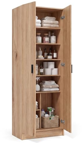 duehome | Armario Zapatero Multiusos, Armario Auxiliar, Modelo Multi Useful, Acabado en Color Roble Alpino, Medidas: 60 cm (Ancho) x 180 cm (Alto) x 37 cm (Fondo)