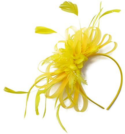 Caprilite Hoopmix Crinoline blomma pannband fascinator för kvinnor bröllop Ascot raser (gul)