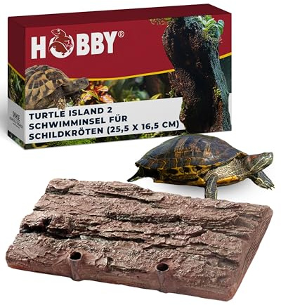 Hobby Terraristik Turtle Island 2 I Schwimminsel für Schildkröten I 25,5 x 16,5 cm I Natürliches Felsdesign & Sonnenplatz I Schwimmende Plattform für Terrarien I Dekorative Landfläche