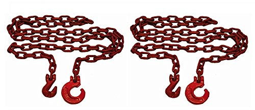 Joma-Tech | Forstkette rund Spar-Set - 2 m & 3 m Rückekette rund | Gliedstärke: 8mm | Länge: 2 m | Schling- und Parallelhaken | Rückekette für Forstarbeiten & Holzrückung | Rot