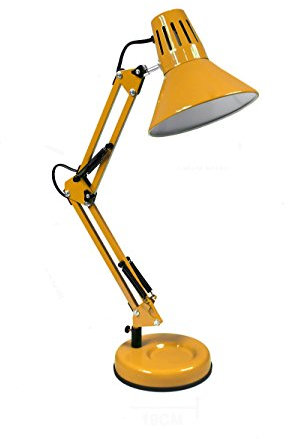 Vetrineinrete® Lampada da scrivania con braccio snodabile luce da tavolo in metallo orientabile con morsetto incluso attacco per lampadine E27 per casa ufficio cameretta (Giallo) P3