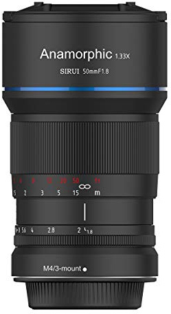 SIRUI 50 mm F1,8 1,33X Anamorphotisches Cine-Objektiv APS-C (M4/3-Mount) für GH5/GH6/BMPCC