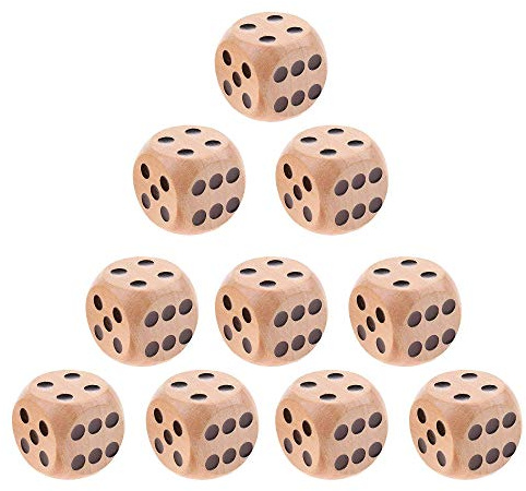 10 Natural Wooden D6 Six Sided Dice - Table Games, Mahjong Dice, Primary Color Game Dice - Kids Building Blocks Toy Gift