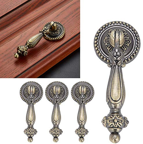GAESHOW 4 Pack Vintage Cabinet Knobs Drawer Handle Pull, Vintage Bronze Cabinet Handles Single Hole Handle for Cabinets Wardrobe Cupboard Closets Drawer Door Furniture Decorative