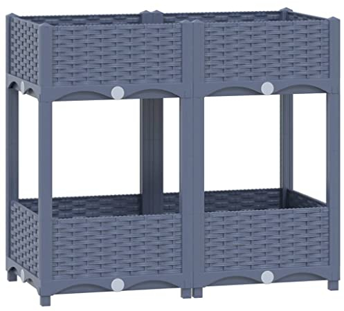 vidaXL Hochbeet Blumenkasten Gartenbeet Pflanzkasten Gemüsebeet Pflanzbeet Frühbeet Blumenbeet Pflanzkübel Blumenkübel 80x40x71cm Polypropylen