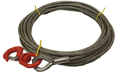 8mm Diameter Wire Rope Winch Cable With Swivel Hook One End - Recovery Winch Cable - Galvanised Wire Rope - Recovery & Towing (10 Metres)