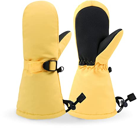 SeyuFN Guantes de invierno impermeables para niños, guantes de guantes transpirables calientes de esquí al aire libre para bebés niños y niñas de 2 a 6 años, T-amarillo, 2-4 años