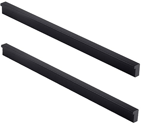 2 Stück Möbelgriffe Schwarz Schrankgriffe Aluminiumlegierung Schubladengriff Küche Griffe Modern Stangengriff Mit Schraube für küchenschränke Schublade (Hole distance:352mm)