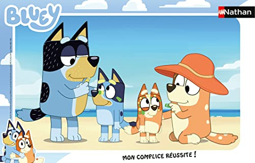 NATHAN - Kinderpuzzle - 15-teiliger Rahmen - Bluey at the Beach - Mädchen oder Junge ab 3 Jahren - Hochwertiges Puzzle - Dicker und langlebiger Karton - Everyday & Family - 86162