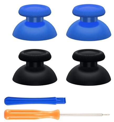 eXtremeRate 2 Pairs Blue & Black Replacement Thumbsticks for PS5 Controller, Custom Analog Stick Joystick Compatible with PS5, for PS4 All Model Controllers Universal - Controller NOT Included
