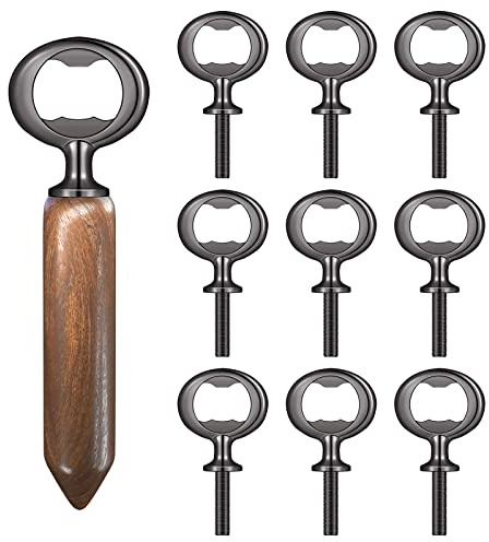 Yugada Metal Bottle Opener Kit - 10 Pcs Stainless Steel Inserts, DIY Beer Opener Hardware, Flat Black Inserts