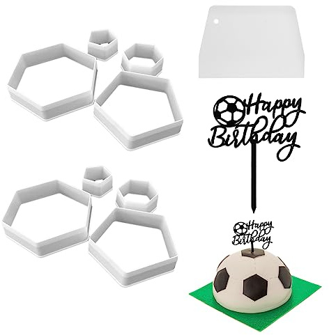 8 Moldes De Patrón De Fútbol, ​​1 Escurridor De Crema, 1 Inserto De Plástico De Fútbol, ​​molde De Galletas De Fútbol, ​​decoración De Pasteles De Fútbol, ​​herramientas Para Hornear DIY