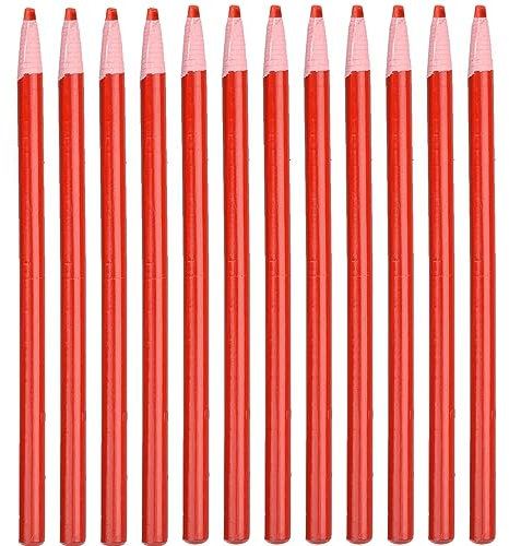 Schneiderkreidestift, 36 Stück, Zeichenstift, Nähbleistift, Schneiderkreide, Schneidermarkierstift, Nachzeichenstift, Buntstift für Schneidermarker und Nachzeichnen (rot)