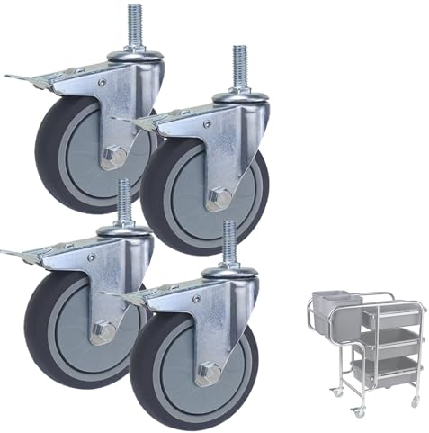 WORDFUN 4er Set Lenkrollen Für Möbel M12 Rollen Mit Bremse, Schwerlastrollen 75mm 100mm Tragkraft 35KG, Transportrollen, Strandkorbrollen, Warenkorbrollen, Für Innen Und Außen