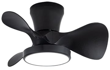 wonderlamp - Ventilador de techo pequeño ø56cm LED Merial Negro CCT 3000-4000-6000K 20W con Temporizador y Mando