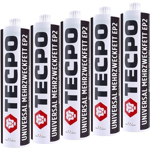 TECPO 5x Universal Mehrzweckfett 500g EP2 Lithium Fett Schmierfett Lithiumfett universell einsetzbares Langzeitfett temperaturbeständiges Gleit- Wälzlager Fett wasserbeständig