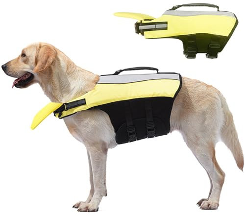 RUYICZB Hunde Schwimmweste Mit Frontauftrieb, Hunde Rettungsweste Mit Rettungsgrif Und Reflektierend, Hoher Schwimmfähigkeit Für Kleine Mittlere Und Große Hunde Zum Schwimmen & Bootfahren,L