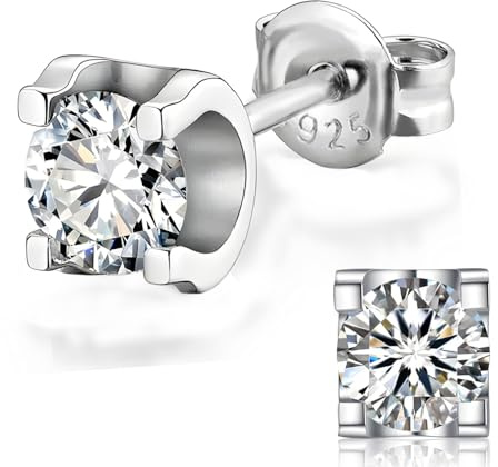 Damenschmuck Ohrstecker mit Moissanit, Moissanit Diamant0.5CT, laborgezüchtet, 925 Sterlingsilber mit 18K Weißgold überzogen, Ohrringe, geeignet für Männer und Frauen, Schmuckgeschenk.