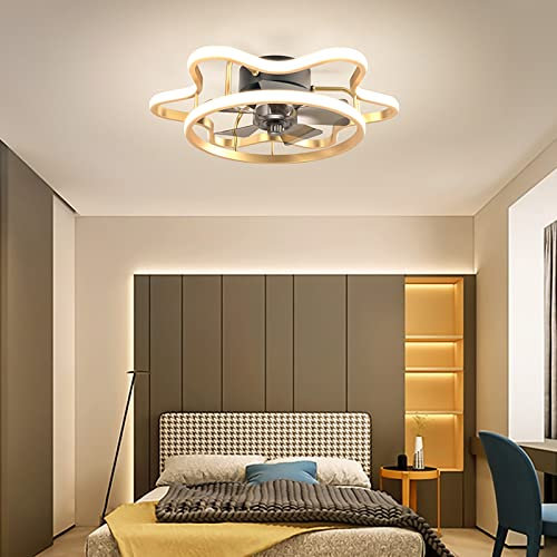Ventilatori da soffitto Gold Star con lampade Design Silenzioso Dc 56 cm LED Ventilatore da soffitto Intelligente Lampadario Dimmerabile Timer Reversibile 5 Pale del Ventilatore Luce del Ventilatore