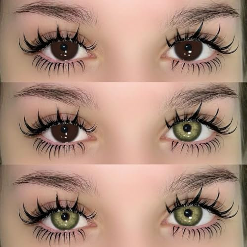 UYAAI Jahreslinsen Farbige Kontaktlinsen ohne Stärke, 1 Paar, mit gratis Kontaktlinsenkoffer, ideal für natürliches Makeup (grün, 14.2mm, 0.00)