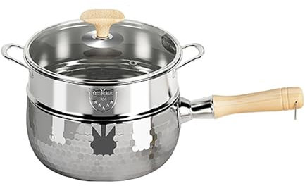 SZPLLZY Olla de Caldo/vaporera/sartén de Nieve de Estilo japonés, ollas de Acero Inoxidable 304, para cocinas de inducción y de Gas (sartén para Leche de 16/18/20/22 cm) (tamaño: 22 cm)