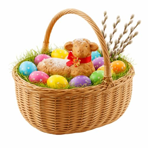 MIKONI Natural Weidenkorb mit Henkel groß, Tragekorb aus Weide Einkaufskorb geflochten Weide Weidenkörbe mit Henkel Einkaufskörbe Picknickkorb geflochten (Modell 27)