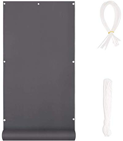 Parasol de privacidad de 1,2 x 10 m, 95 % de bloqueo UV, resistente a la intemperie y a la intemperie, para patio, balcón, piscina, porche, barandilla, jardinería, color gris oscuro, incluye cuerda