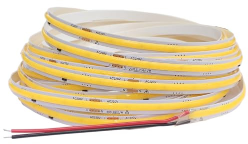 TOPXCDZ 220 V COB LED Striscia Luminosa Flessibile Nastro Luminoso Smart IC Nessuna Necessità di Driver Alta Luminosità 296 LED Illuminazione lineare RA90 Bianco Caldo Bianco (4000 K-Bianco Naturale