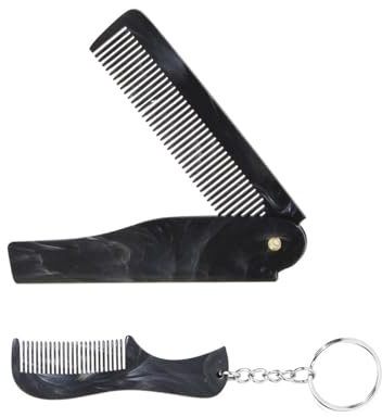 Set di 2 pettini da barba portatili da uomo, design tascabile, per viaggi e viaggi d'affari, manutenzione quotidiana della barba
