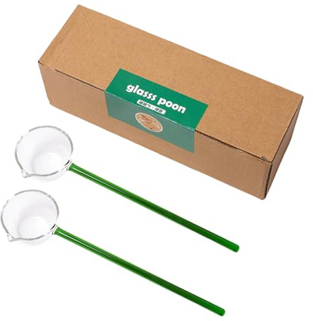 2PCS Glass Rudle Set Clear Long Handle Soup Spoon Borosilicate Glass Soup Ladle for Serving and Stirring