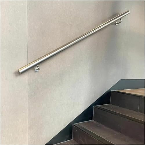 ININOSNP Corrimano sospeso per Scale Parete ringhiera in Acciaio Inossidabile, Interna, ringhiera for gradini Esterni, ringhiera Circolare in Argento con staffe e Hardware(120cm)